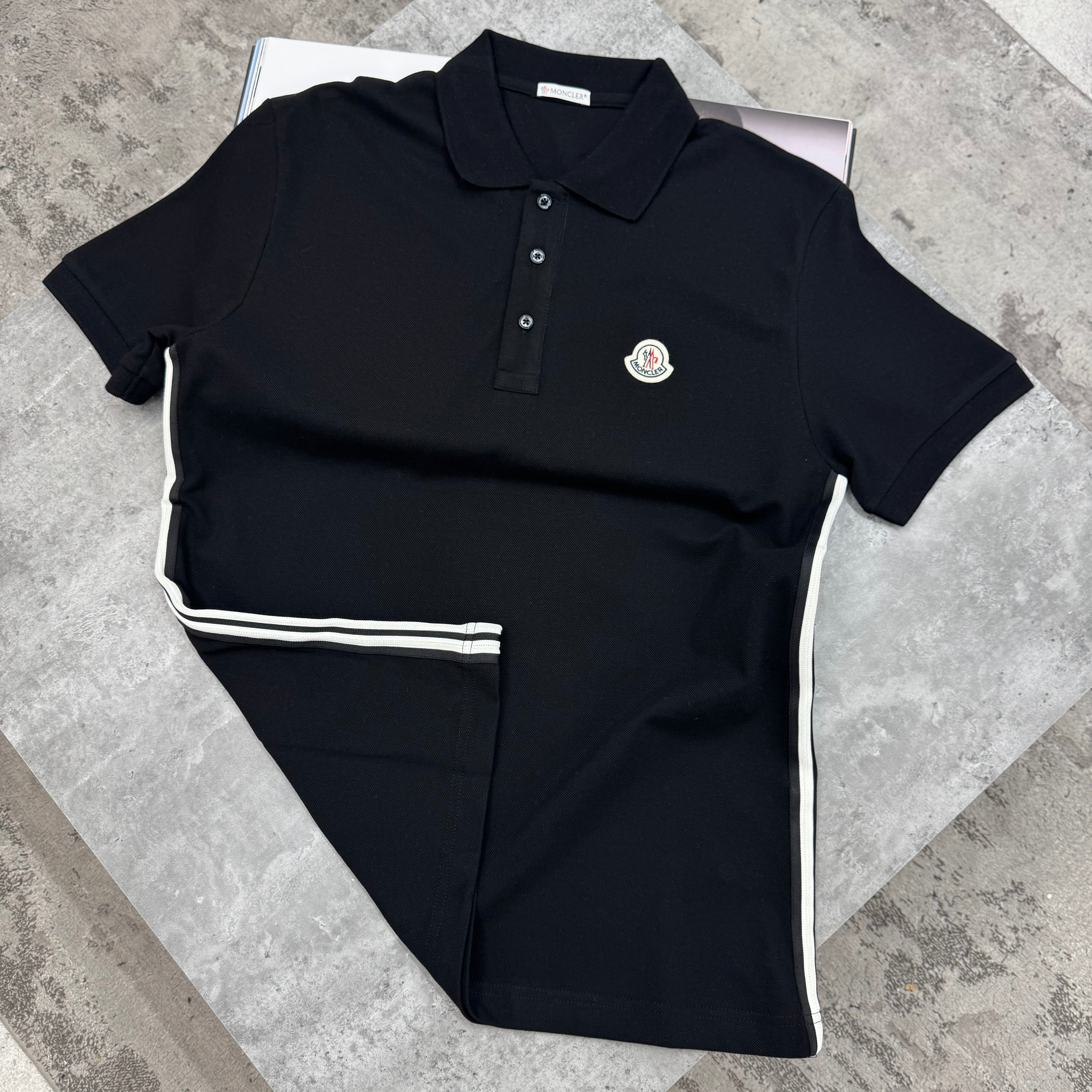 MNCLR - STRIPED DOWN POLO - BLACK