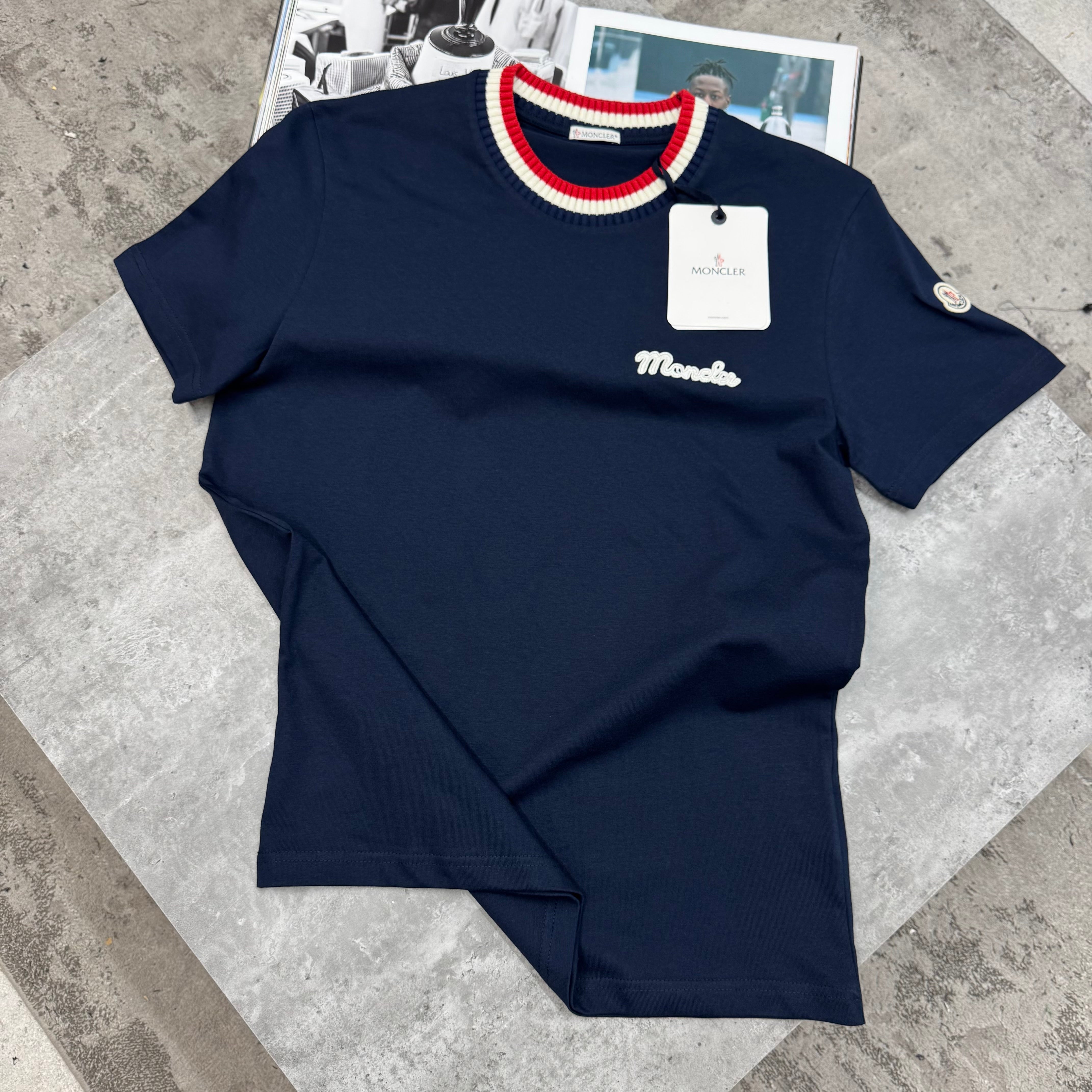 MNCLR - STRIPED COLLAR T-SHIRT - NAVY